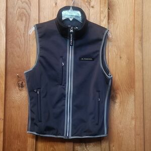 Phenix Mock Neck Midweight Sleeveless Zipper Pockets Ski Vest, Medium, Black